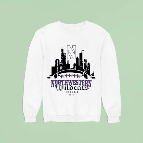City Skyline Northwestern Wildcats Football Helmet Sweatshirt