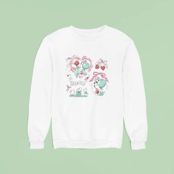 Coquette Bow Mario Yoshi Baby Strawberries Sweatshirt