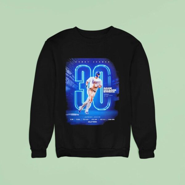 Corey Seager Texas Rangers On July Game On Base Streak Highligh Sweatshirt