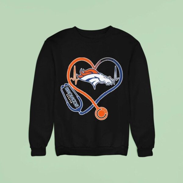 Denver Broncos Nurse Heartbeat Stethoscope Sweatshirt