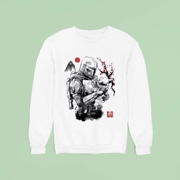 Din Djarin And Grogu In Japanese Sumi E Style Sweatshirt
