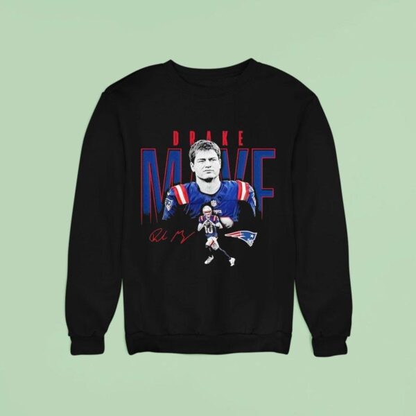 Drake Maye New England Patriots Football Signature Sweatshirt