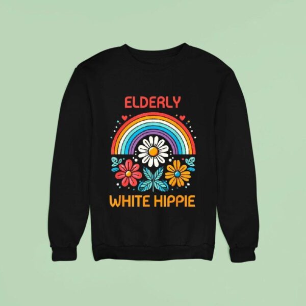 Elderly White Hippie Rainbow Sweatshirt
