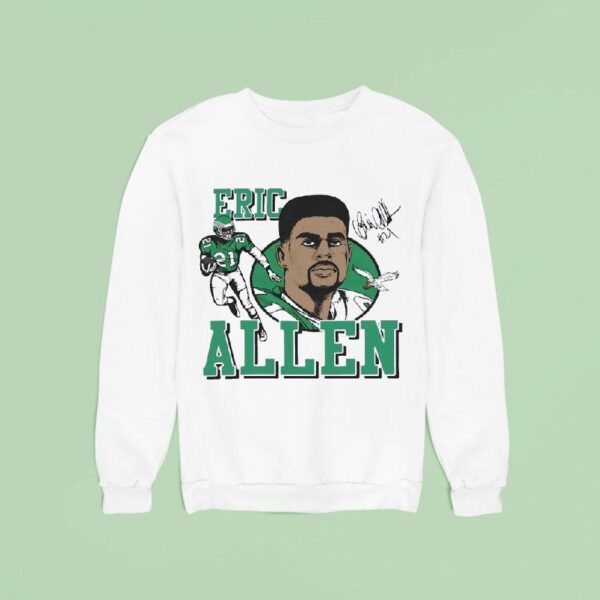 Eric Allen Philadelphia Eagles Football Signature Cartoon Sweatshirt
