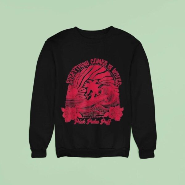 Everything Comes In Waves Pink Palm Puff Sweatshirt