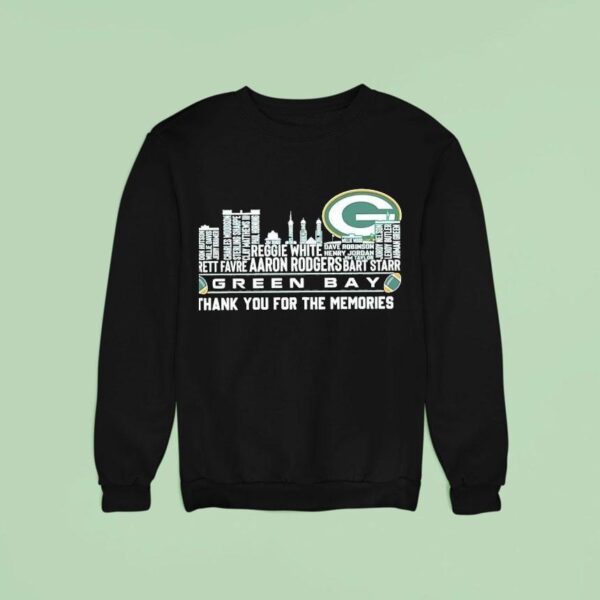 Green Bay Packers City Skyline All Names Of Legends Thank You For The Memories Sweatshirt