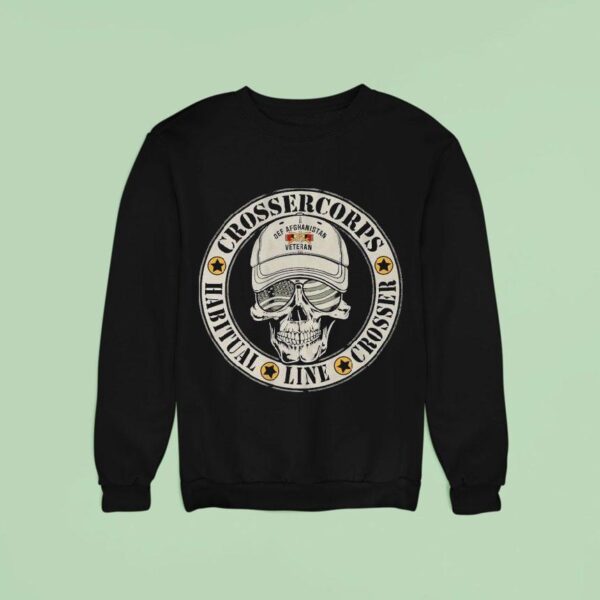 Habitual Linecrosser Crosser Corps Habitual Linecrosser Def Afghanistan Veteran Skull Logo Sweatshirt