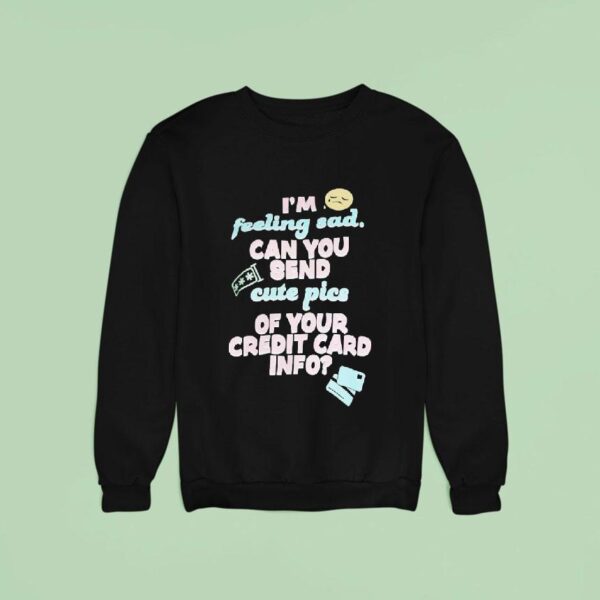 I M Feeling Sad Can You Send Cute Pics Of Your Credit Card Info Sweatshirt