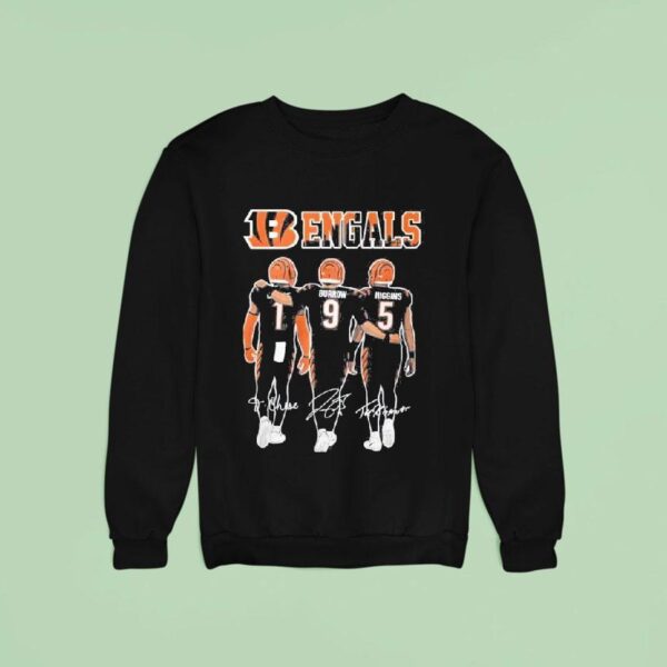 Ja Marr Chase Joe Burrow And Higgins Cincinnati Bengals Signatures Sweatshirt