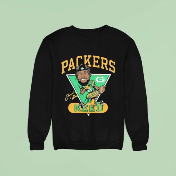 Jayden Reed Green Bay Packers Football Signature Cartoon Sweatshirt