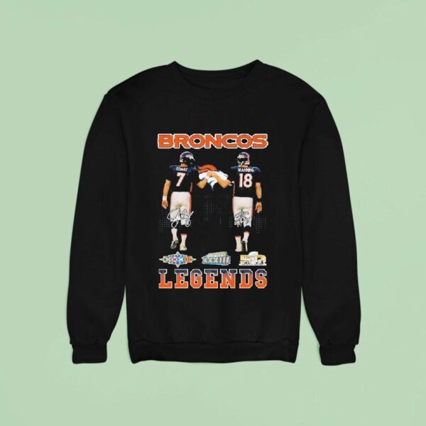 John Albert Elway Jr And Peyton Manning Denver Broncos Legends Skyline Signatures Sweatshirt