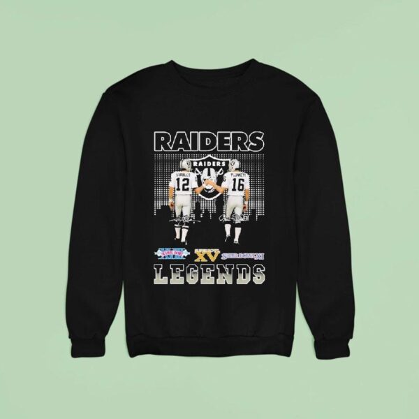 Ken Stabler And Jim Plunkett Las Vegas Raiders Legends Skyline Signatures Sweatshirt