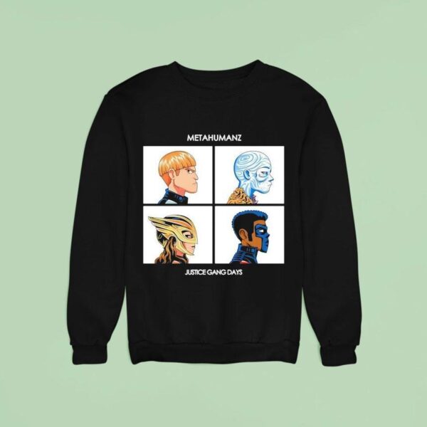 Metahumanz Justice Gang Days Green Lantern Metamorpho Hawk Girl And Mister Terrific Sweatshirt