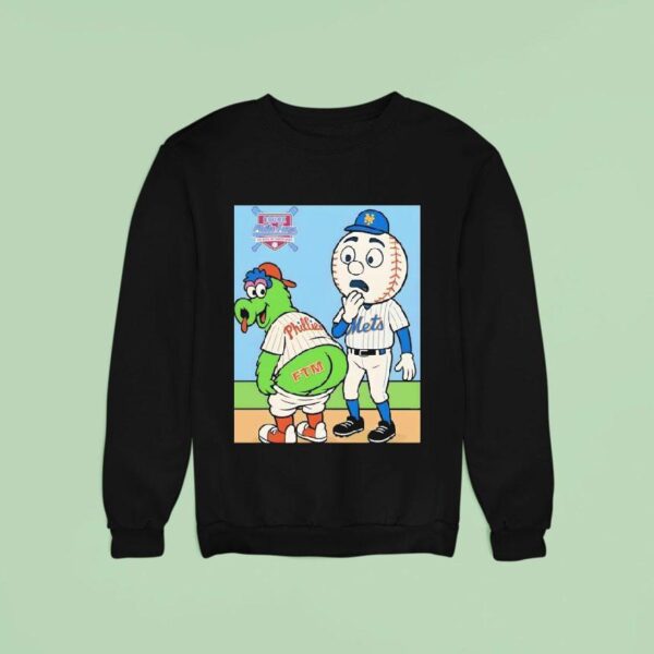 Phillie Phanatic Philadelphia Phillies Ftm Vs Mr Met New York Mets Caricature Sweatshirt