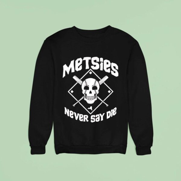Skull Metsies Never Die Baseball Sweatshirt