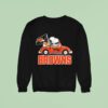 Snoopy And Woodstock Driving Car Cleveland Browns Sweatshirt