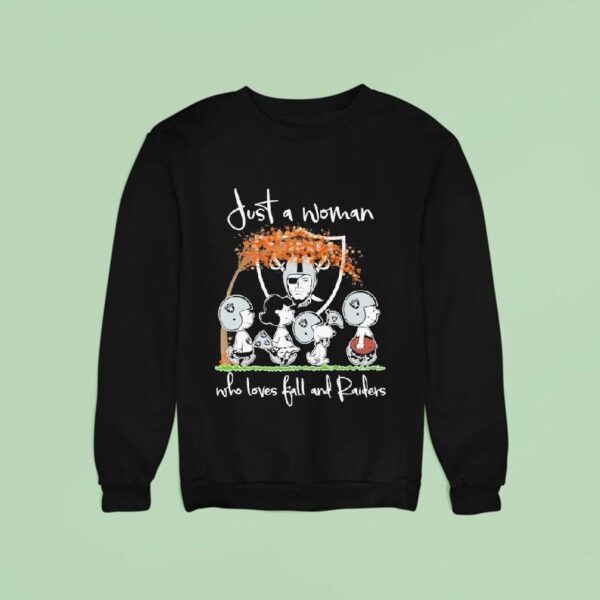 Snoopy The Peanuts Las Vegas Raiders Just A Woman Who Loves Fall And Raiders Sweatshirt