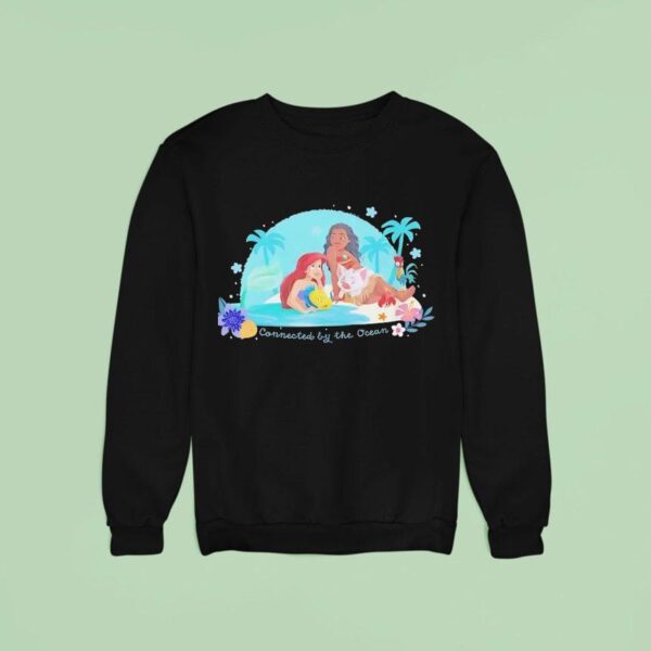 The Little Mermaid And Moana Connected By The Ocean Cartoon Sweatshirt