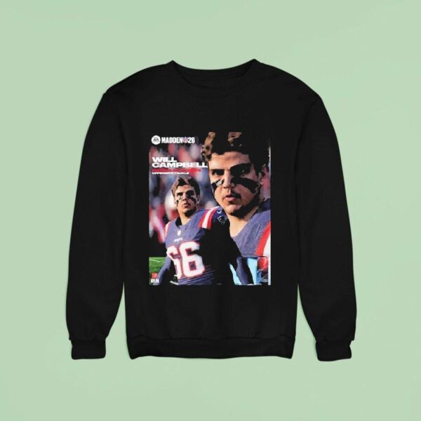 Will Campbell New England Patriots Rookie Offensive Tackle Madden Nfl American Football Sweatshirt