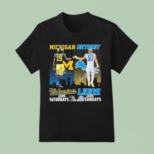 Aidan Hutchinson And Bryce Underwood Michigan Wolverines On Saturdays Detroit Lions On Sundays T Shirt