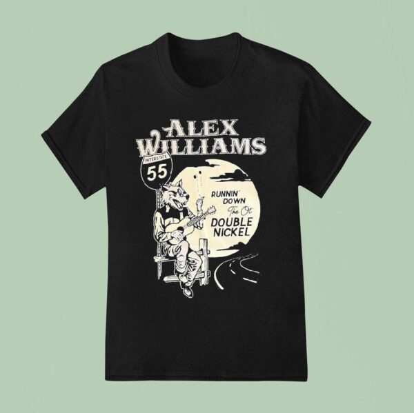 Alex Williams Runnin Down The Ol Double Nickel Interstate Wolf Guitar T Shirt