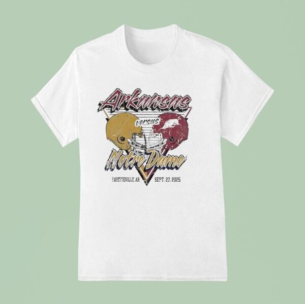 Arkansas Razorbacks Vs Notre Dame Fighting Irish Football Helmet T Shirt