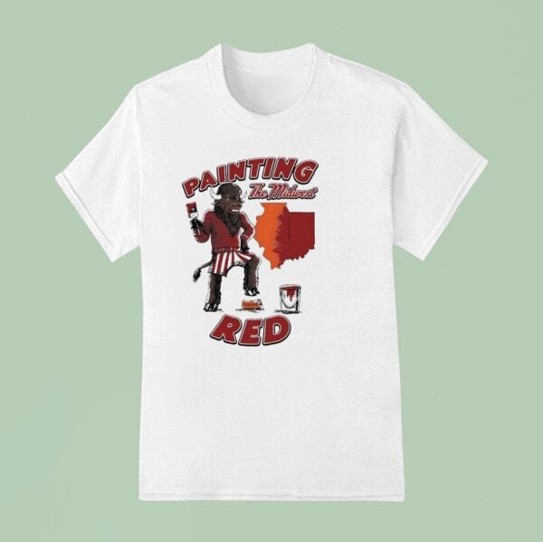 Bison Painting The Midwest Krush Red Indiana Hoosier T Shirt