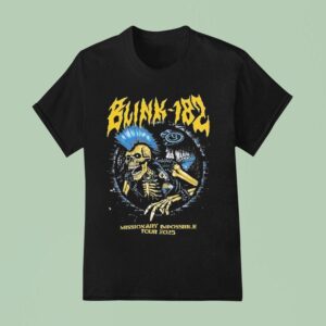Blink Missionary Impossible Tour Road Skeleton Punk Rock T Shirt