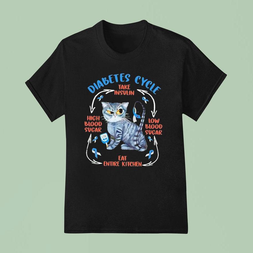 Cat Diabetes Cycle Take Insulin Low Blood Sugar High Blood Sugar Eat Entire Kitchen T Shirt