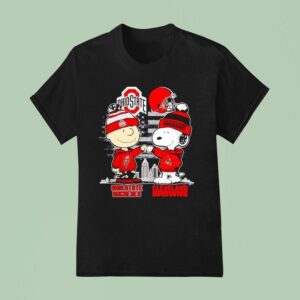 Charlie Brown Cleveland Browns Vs Snoopy Ohio State Buckeyes City Skyline T Shirt