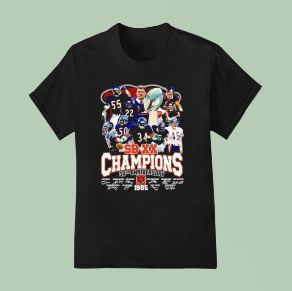 Chicago Bears Sb Xx Champions Th Anniversary Signatures T Shirt