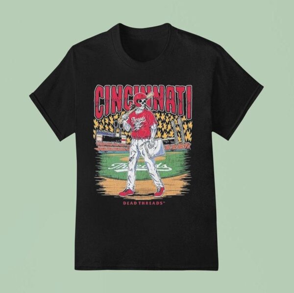 Cincinnati Reds Dead Threads Skeleton T Shirt