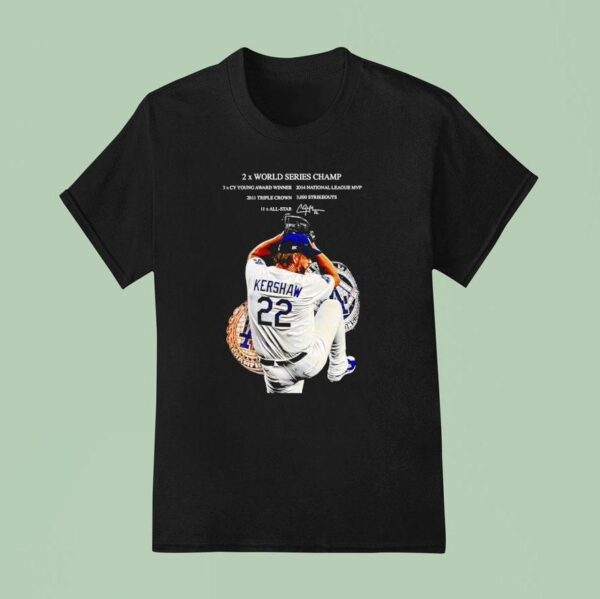 Clayton Kershaw X World Series Champ Los Angeles Dodgers Baseball T Shirt
