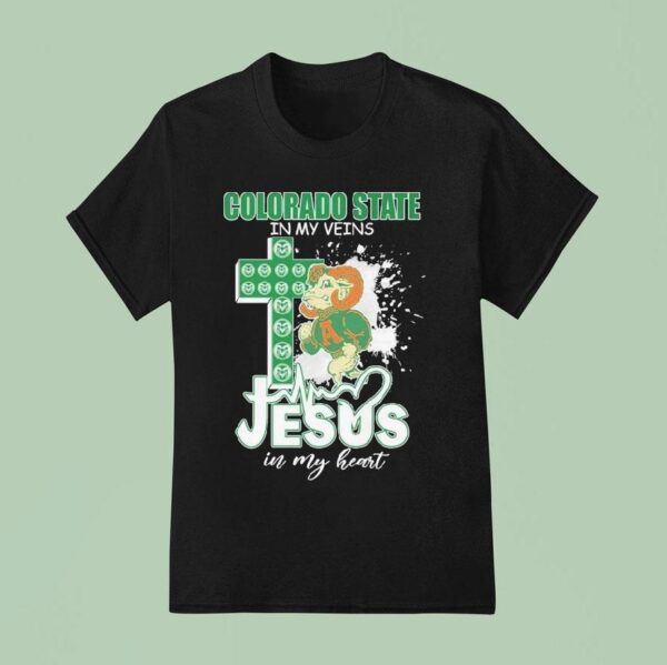 Colorado State Rams In My Veins Jesus In My Heart Masco T Shirt
