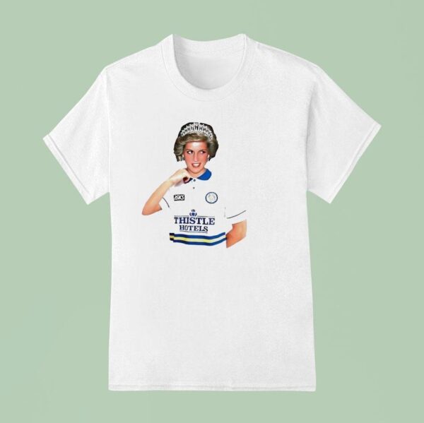 Diana Princess Of Wales Wearing A Leeds United Home Football T Shirt