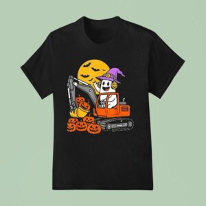 Ghost Excavator Construction Halloween T Shirt