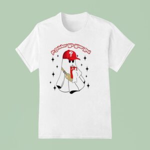 Ghost In October We Wear Red Philadelphia Phillies Halloween T Shirt