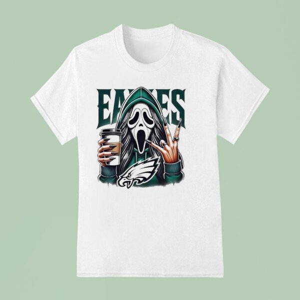 Ghostface Drinking Coffee Philadelphia Eagles T Shirt