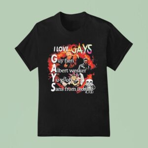 I Love Gays Guy Fieri Albert Wesker Yugioh Sans From Undertale T Shirt