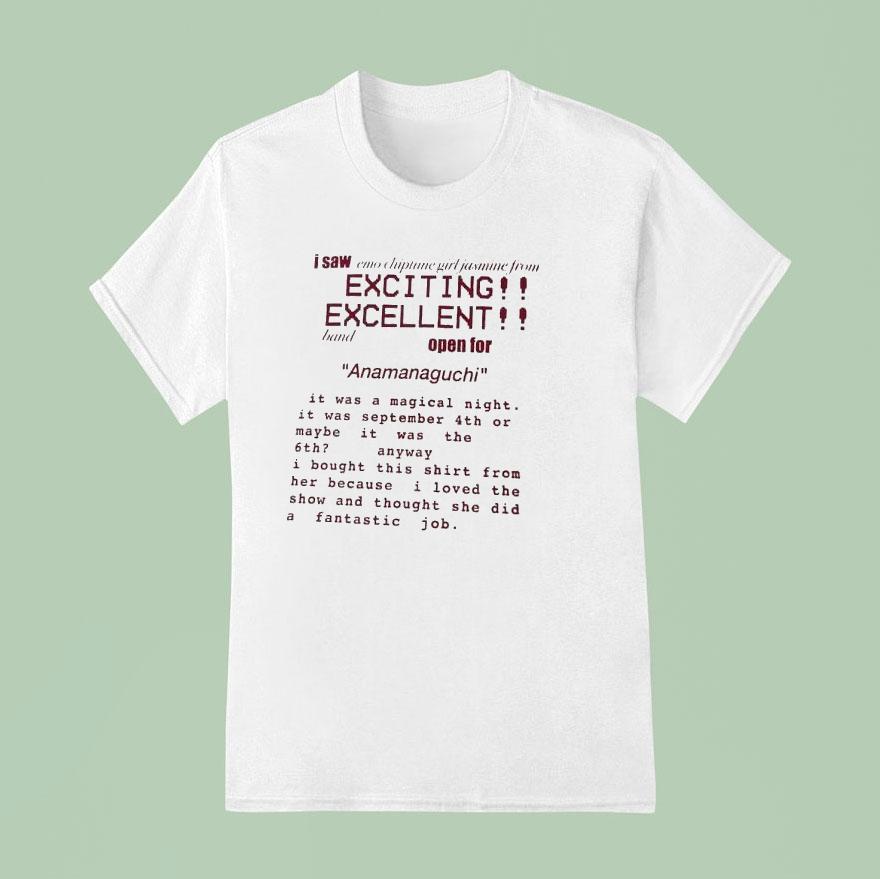 I Saw Emo Chiptune Girl Jasmine From Exciting Excellent Band Open For Anamanaguchi T Shirt