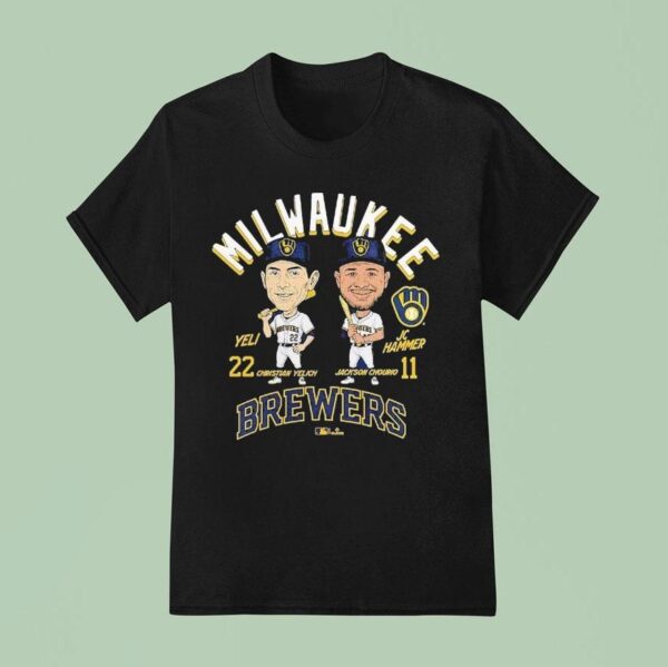 Jackson Chourio And Christian Yelich Milwaukee Brewers Player Duo Caricature T Shirt
