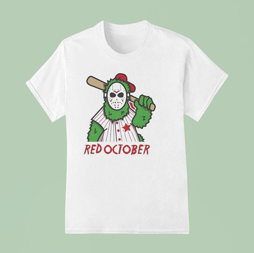 Jason Voorhees Red October Philadelphia Phillies Mascot Halloween T Shirt
