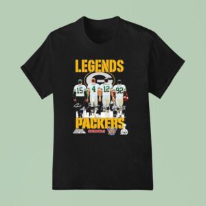 Legends Starr Favre Rodgers White Green Bay Packers City Syline Super Bowl T Shirt