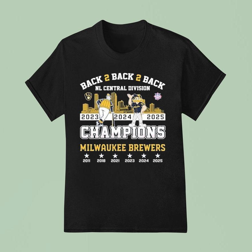 Milwaukee Brewers Back Back Back Nl Central Division Champions Masco T Shirt