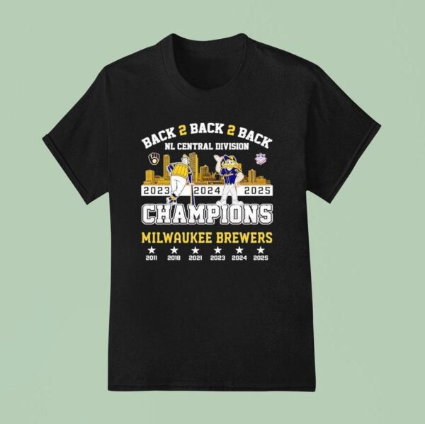 Milwaukee Brewers Back Back Back Nl Central Division Champions T Shirt
