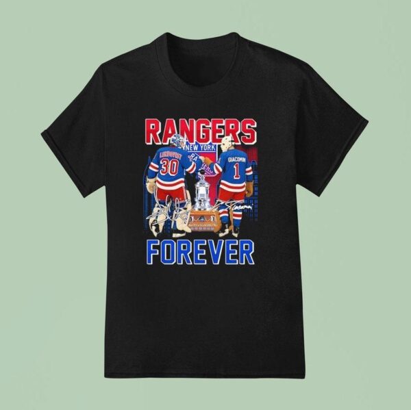 New York Rangers Henrik Lundqvist And Ed Giacomin Forever Signatures T Shirt