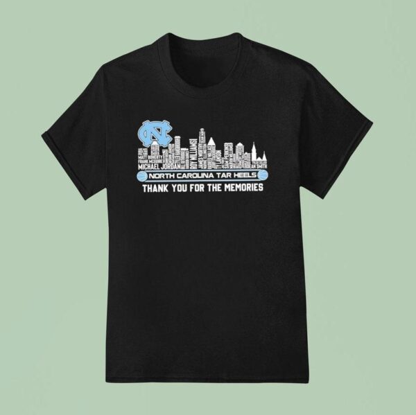 North Carolina Tar Heels All Name Of Legends City Skyline Thank You For The Memories T Shirt