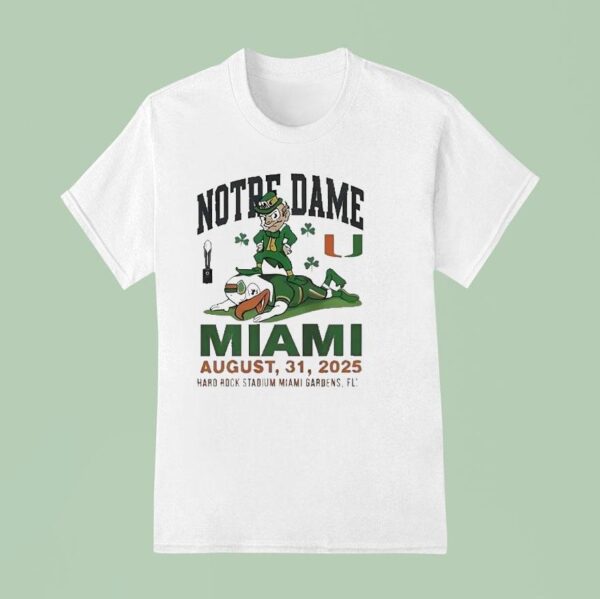 Notre Dame Vs Miami Hurricanes Hard Rock Stadium Miami Gardens Fl T Shirt