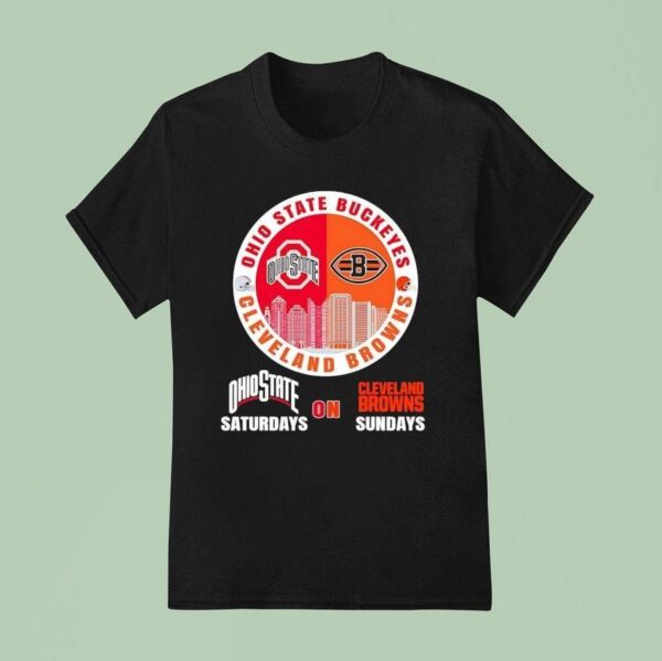 Ohio State Buckeyes On Saturdays And Cleveland Browns On Sundays Circle Logo T Shirt