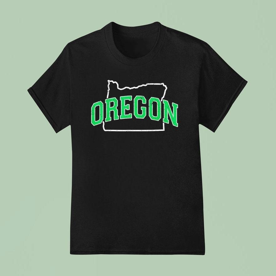 Oregon Map Green As Oregon Ducks T Shirt
